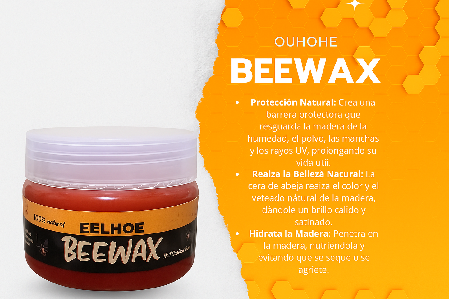 🚫💧 Adiós madera reseca — hola brillo y protección con cera de abeja EELHOE 🐝