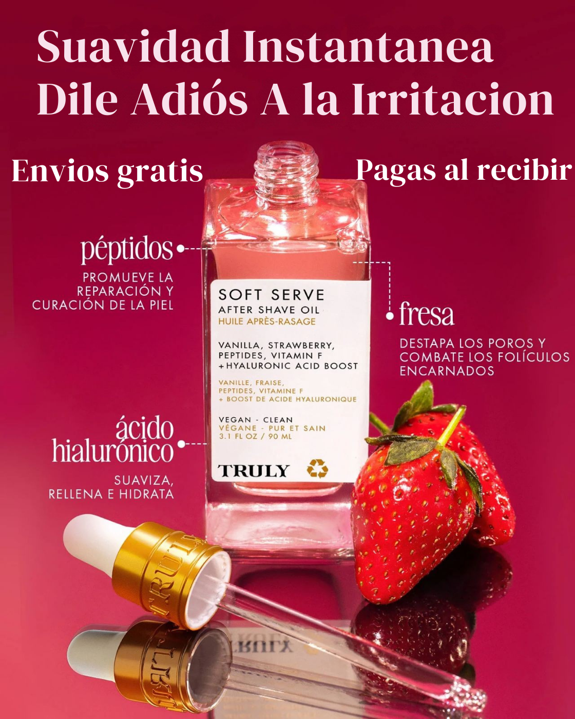 🌸 After Shave de Fresa y Vainilla – Suaviza, calma y huele delicioso